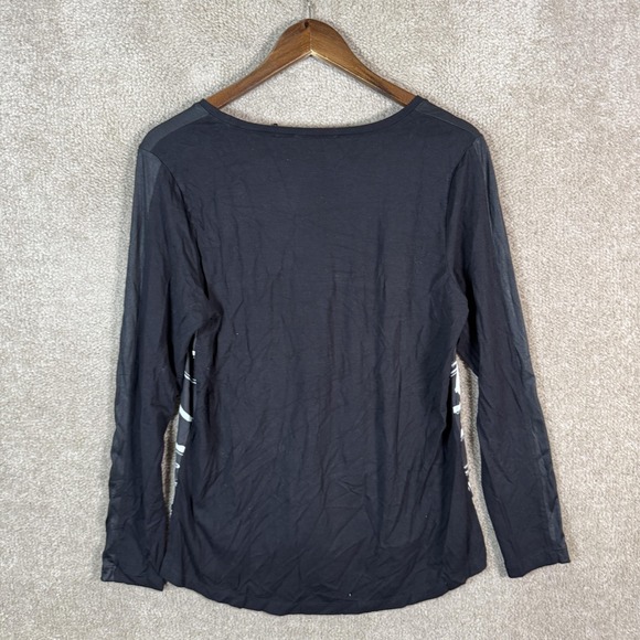 Jane & John Shirt Womens Medium Black Graphic Rhinestone Long Sleeve Top - Picture 8 of 9